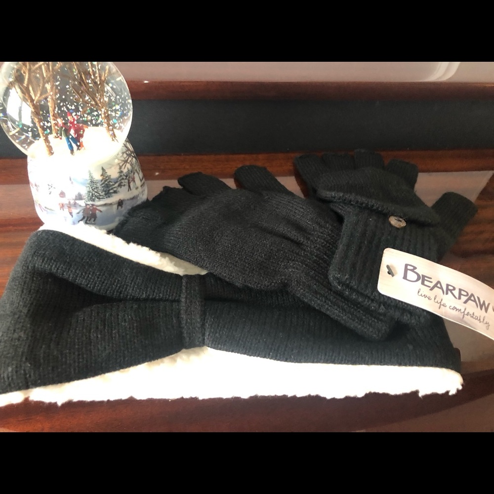 Winter Headband and Gloves Black & White